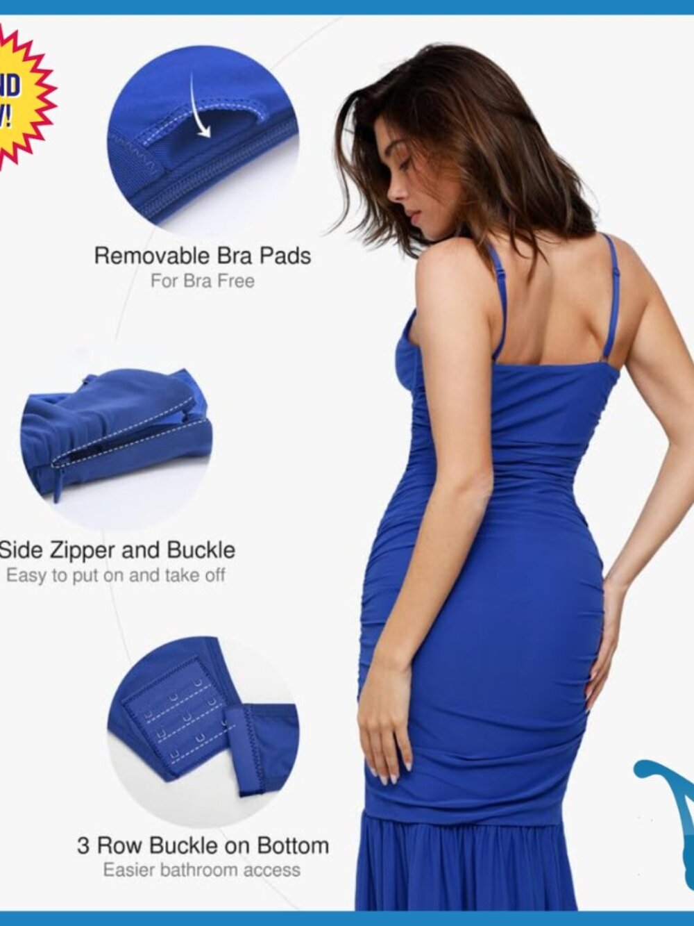 Built-in Shapewear Maxi Dress with Cooling Fabric for Wedding Guest - Picture 5 of 7